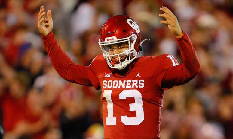 Oklahoma Sooners quarterback Caleb Williams on the field.