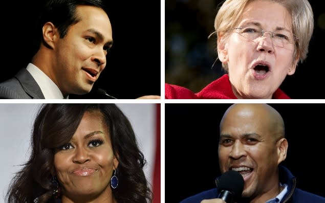 Julian Castro, Elizabeth Warren, Michelle Obama and Cory Booker