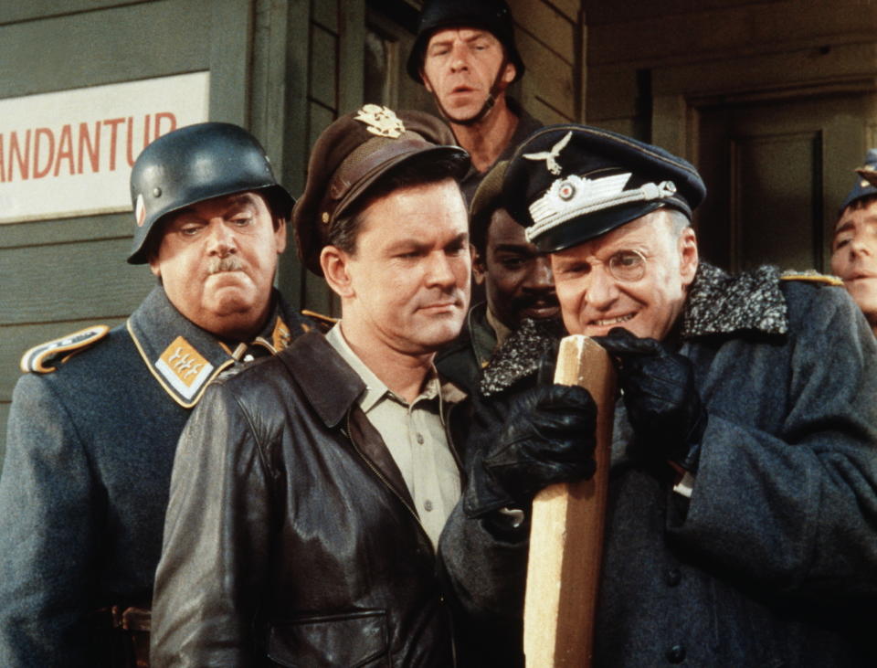 Bob Crane and cast members from Hogan's Heroes, 1967: Classic TV Stars in the Military