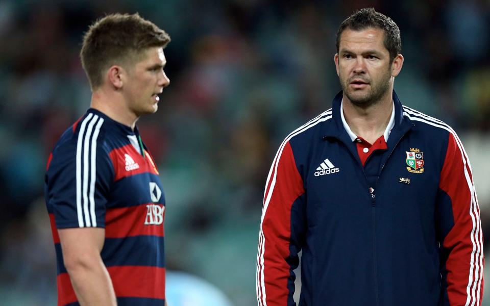 British and Irish Lions assistant coach Andy Farrell (right) and Owen Farrelol