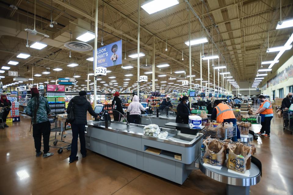 Kroger is testing out a new self-checkout machine that uses a conveyor belt for shoppers with larger purchases at the Oakley Kroger.