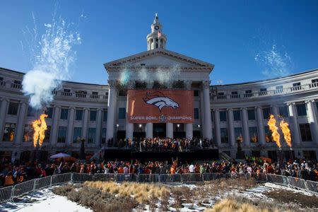 Feb 9, 2016; Denver, CO, USA; A general view during the Super Bowl 50 championship parade celebration at Civic Center Park. Mandatory Credit: Isaiah J. Downing-USA TODAY Sports