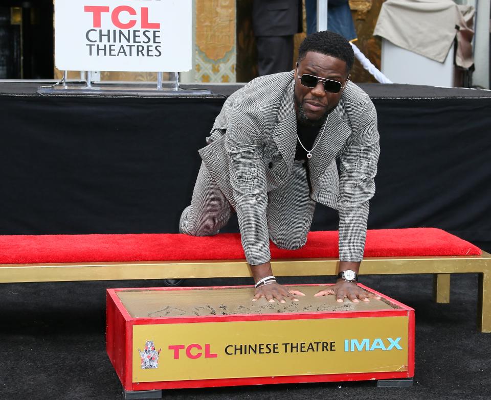 HOLLYWOOD, CALIFORNIA - DECEMBER 10: Kevin Hart is honored with a Hand and Footprint ceremony at the TCL Chinese Theatre IMAX on December 10, 2019 in Hollywood, California. (Photo by Jean Baptiste Lacroix/Getty Images)