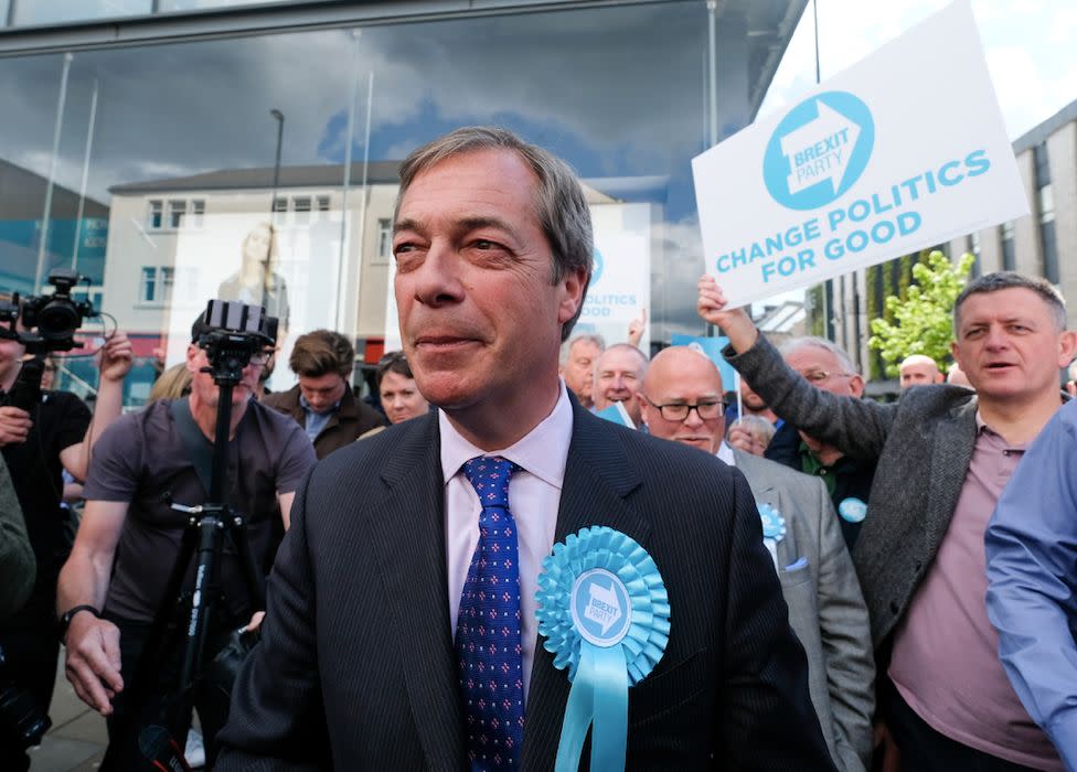 Nigel Farage insists he was not hiding from protestors armed with milkshakes (Getty)