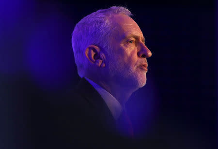 Britain's opposition Labour Party leader Jeremy Corbyn answers questions after speaking to the EEF Manufacturer's Organisation, in London, February 20, 2018. REUTERS/Simon Dawson