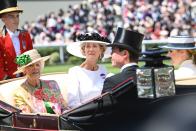 <p>Princess Alexandra repeated her outfit from the Royal Ascot seven years earlier. She's pictured here with Patricia Knatchbull, 2nd Countess Mountbatten of Burma.</p>