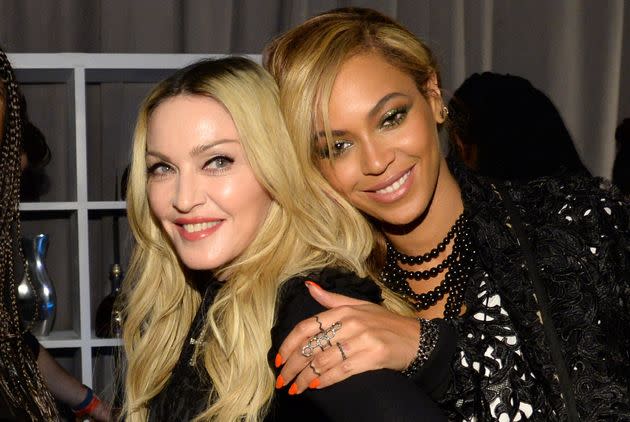 Madonna and Beyoncé pictured together at the launch of Tidal in 2015 (Photo: Kevin Mazur via Getty Images)