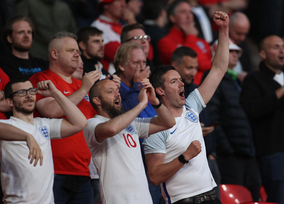 Fans of England show their support after England top their Euro 2020 group.