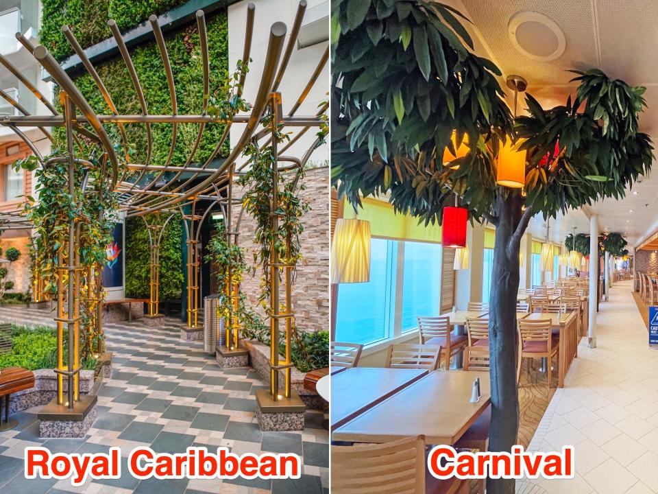Nature on Royal Caribbean (L) and Carnival (R) ships