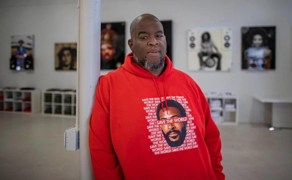 Grammy Award-winning producer Salaam Remi is photographed at his Wynwood art gallery, MuseZeum.