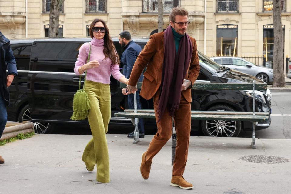 Victoria Beckham and David Beckham in Paris, France, on March 4, 2023.