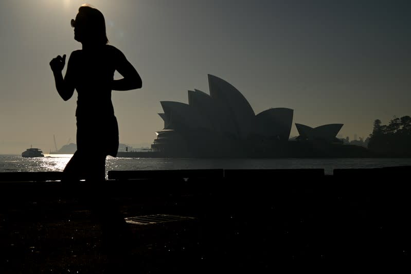 The Sydney Opera House is seen as a smoke haze hits Sydney