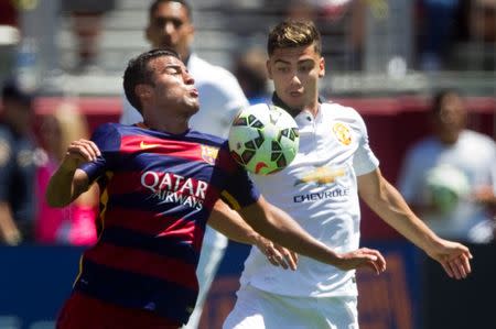 Football - FC Barcelona v Manchester United - International Champions Cup Pre Season Friendly Tournament - Levi's Stadium, Santa Clara, California, United States of America - 25/7/15 Manchester United's Andreas Pereira (R) in action with Barcelona's Rafinha Action Images via Reuters / Mark Avery Livepic