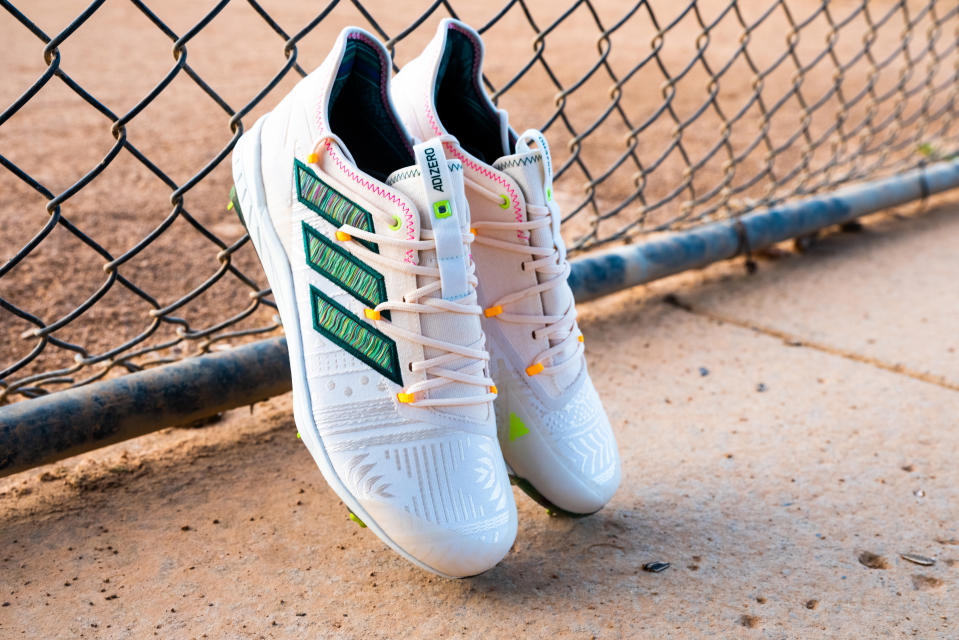 The Adidas Adizero Afterburner 8 baseball cleat for Hispanic Heritage Month. - Credit: Courtesy of Adidas