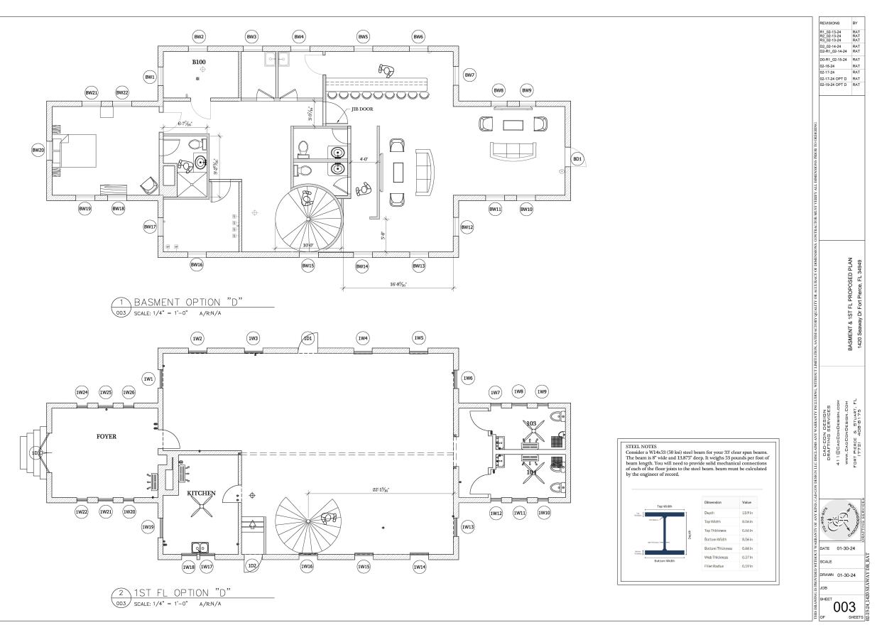 A design shows the first floor and basement of the planned event center at the Coast Guard House on South Hutchinson Island in Fort Pierce, being developed by Audubon Development and Indian River State College.