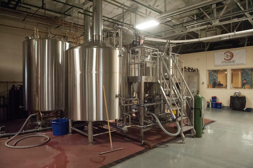 View of beer tanks at the Spellbound Brewing in Mount Holly.