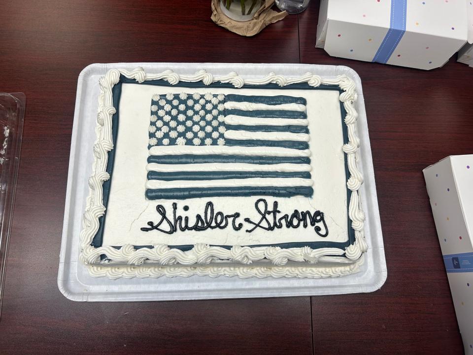 The Shisler family sent cakes to the Deptford Township Police Department to show their gratitude for supporting Officer Bobby Shisler, who was injured in the line of duty March 10.