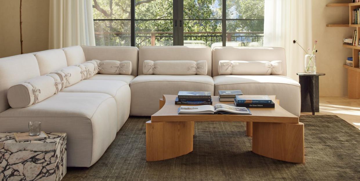 a white sofa in a living room