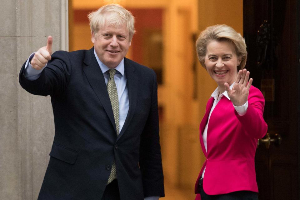 Boris Johnson and Ursula von der Leyen, the president of the European Commission (PA)