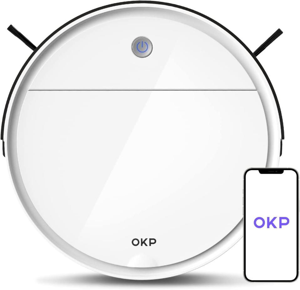 Image of OKP K5 Robot Vacuum Cleaner against white background.