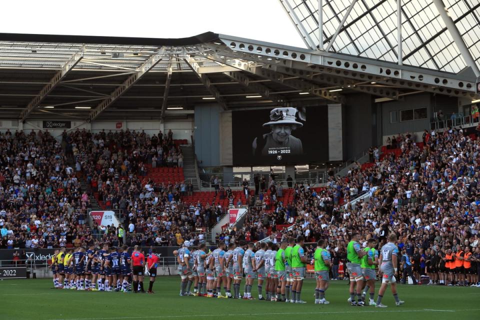 Players and fans at Bristol against Bath observed a minute’s silence in honour of the Queen (Bradley Collyer/PA) (PA Wire)