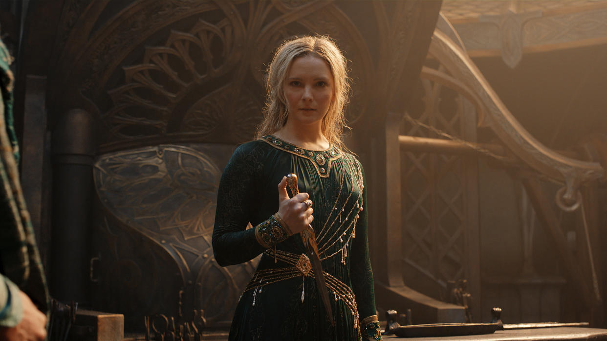  Galadriel holds Finrod's dagger in her right hand as she contemplates letting it go in The Rings of Power season 1 finale, before The Rings of Power season 2 arrives. 