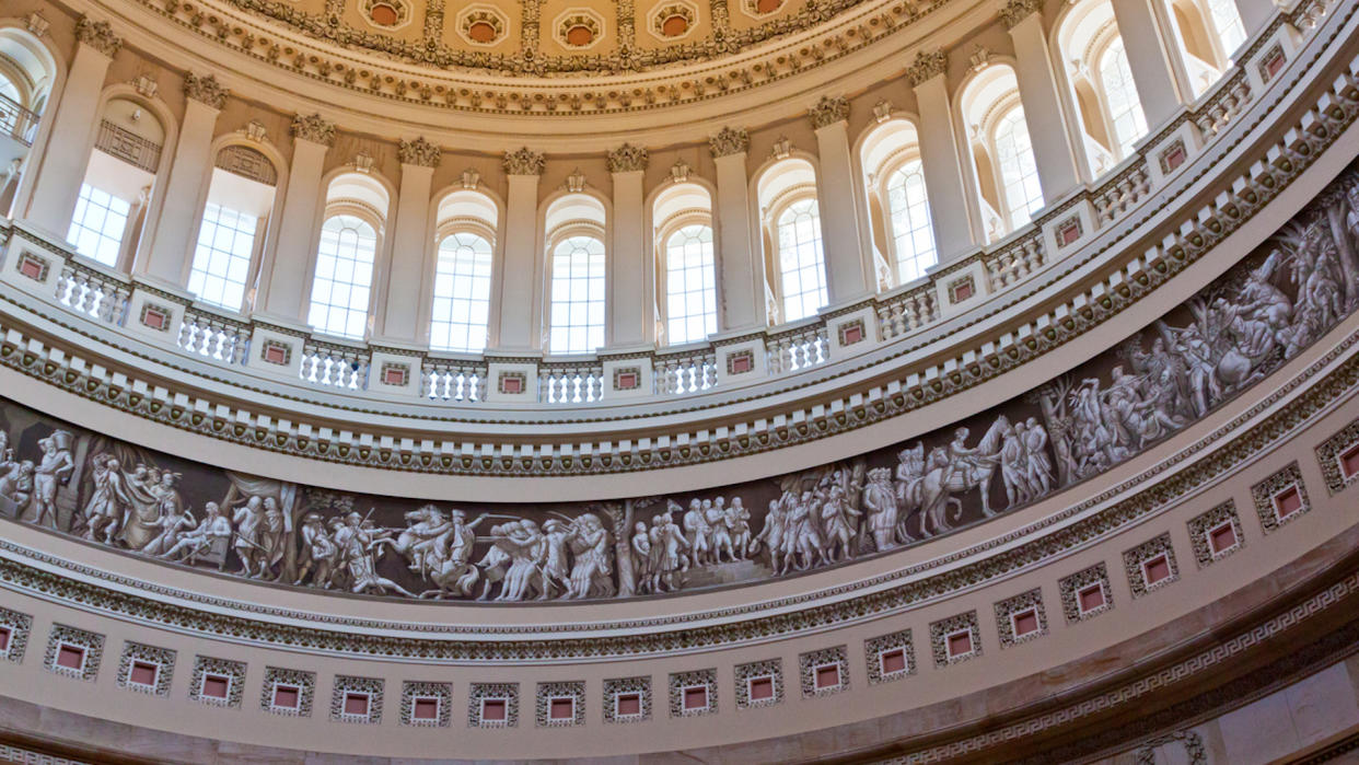 Fragment of the inside of dome of the Capitol Building in Washington DC.