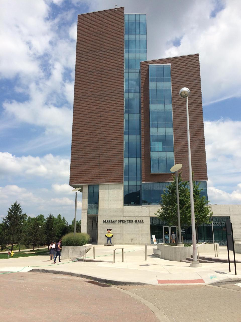 The University of Cincinnati's Marian Spencer Hall was dedicated in 2018. UC named the 330-student residence hall for Spencer, a 1942 alumna, because she was not allowed as a black student to live on campus. UC also honored her achievements2 as a civil rights leader. The hall at 2911 Scioto Lane is on the UC Campus Green.