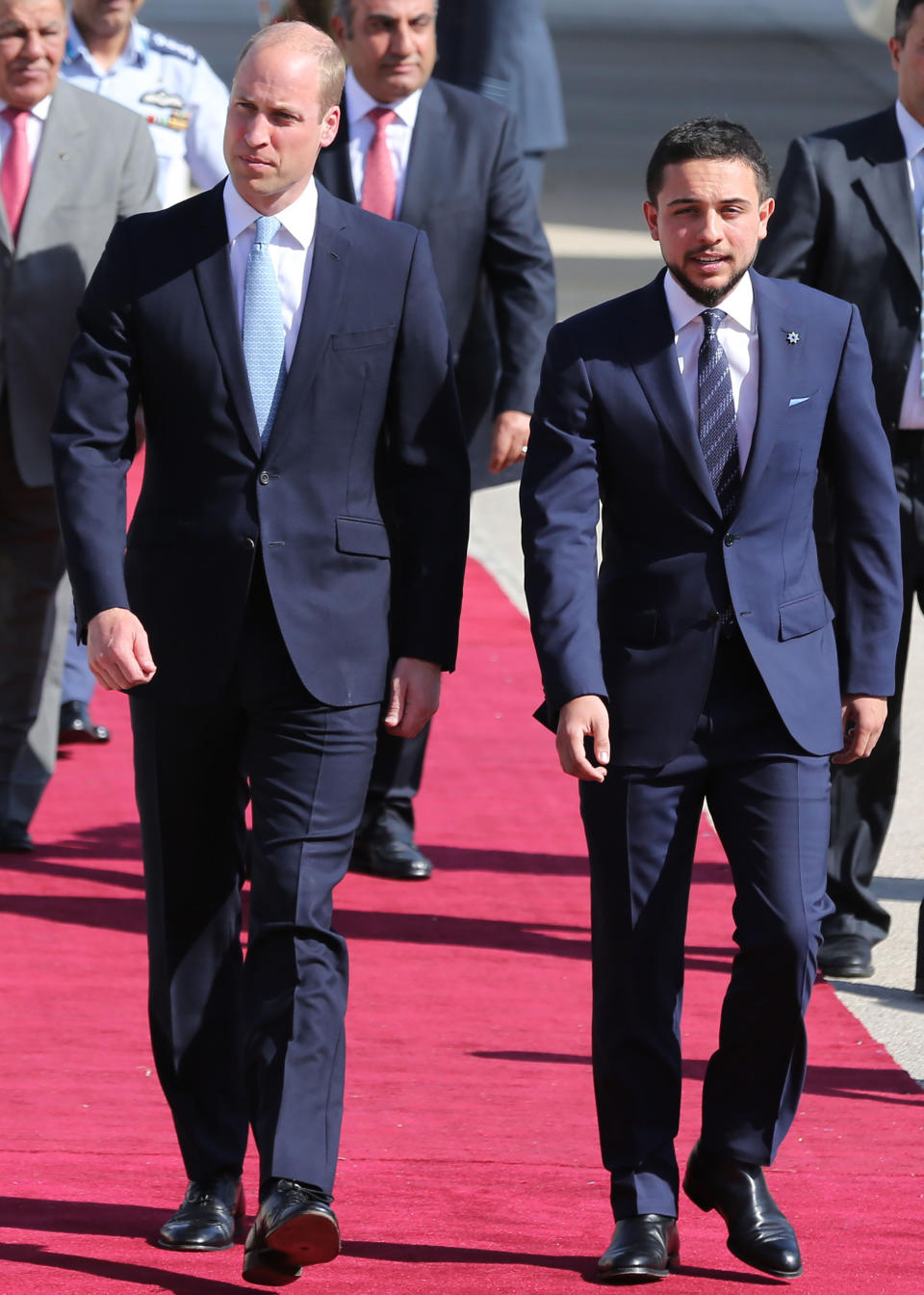<p>Crown Prince Hussein bin Abdullah is the 23-year-old heir to the Jordanian throne. He was the first person Prince William met when he stepped off the plane in Jordan yesterday as part of his five-day tour of the Middle East. Photo: Getty Images </p>