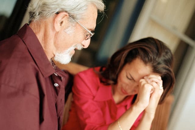 Senior man looking at woman