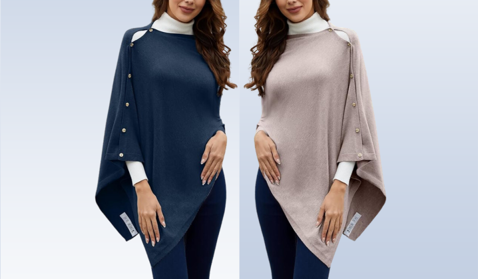 This knit poncho is just right for right now. (Amazon)