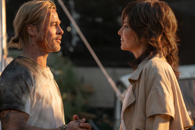 Brad Pitt y Sandra Bullock en Tren bala