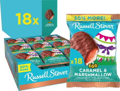 Russell Stover Easter Caramel & Marshmallow Milk Chocolate Easter Egg, 1.3 oz each (Pack of 18)