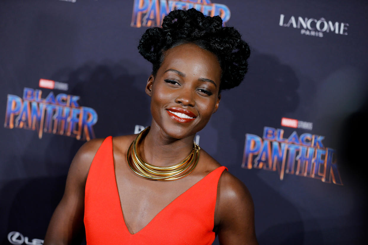 NEW YORK, NY - FEBRUARY 12:  Lupita Nyong'o attends Marvel Studios Presents: Black Panther Welcome To Wakanda during February 2018  New York Fashion Week: The Shows at Industria Studios on February 12, 2018 in New York City.  (Photo by John Lamparski/WireImage)