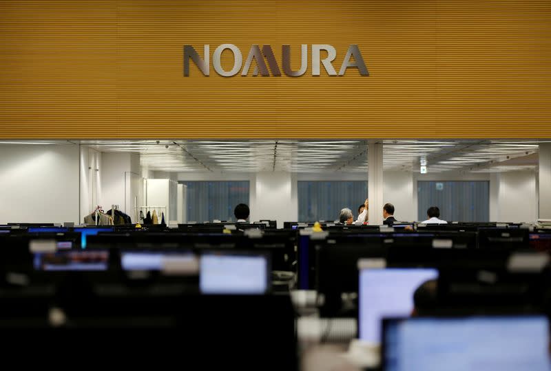 FILE PHOTO: Nomura Securities trading floor is pictured at the company's Otemachi head office in Tokyo