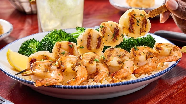 Grilled shrimp skewers at Red Lobster