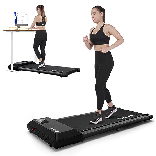 DeerRun Walking Pad 2 in 1 Under Desk Treadmill, 2.5HP Low Noise Walking Pad Running Jogging Machine with Remote Control for Home Office, Lightweight Portable Desk Treadmill Installation Free