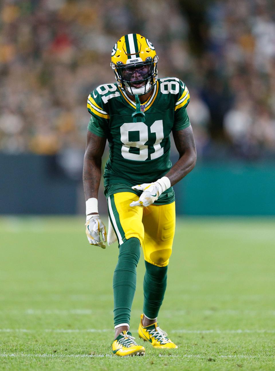 Packers receiver Geronimo Allison during the game against the Eagles on Sept. 26, 2019 in Green Bay, Wis.