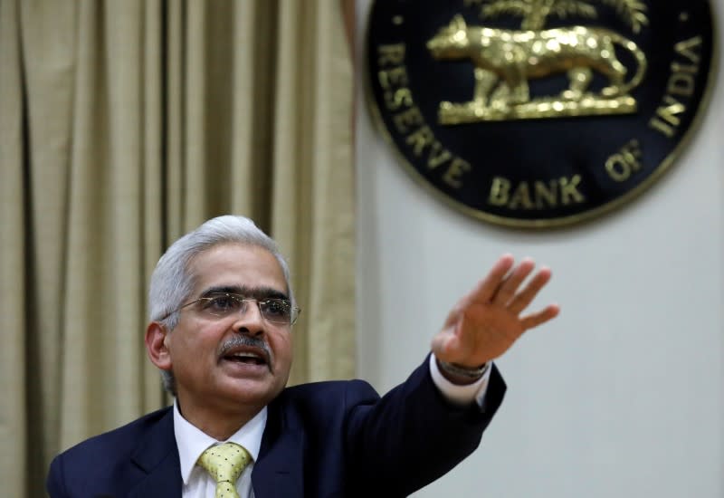 Shaktikanta Das, the new Reserve Bank of India Governor, gestures as he attends a news conference in Mumbai