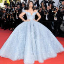 <p>The Bollywood star channeled her inner Cinderella in an off-the-shoulder powder blue ball gown with floral embellishments. </p>