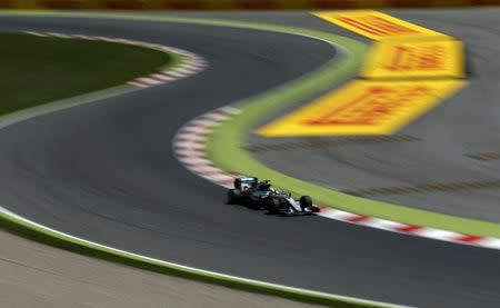 Formula One - Spanish Grand Prix - Barcelona-Catalunya racetrack, Montmelo, Spain - 14/5/16 Mercedes F1 driver Lewis Hamilton of Britain speeds his car during qualifying. REUTERS/Albert Gea