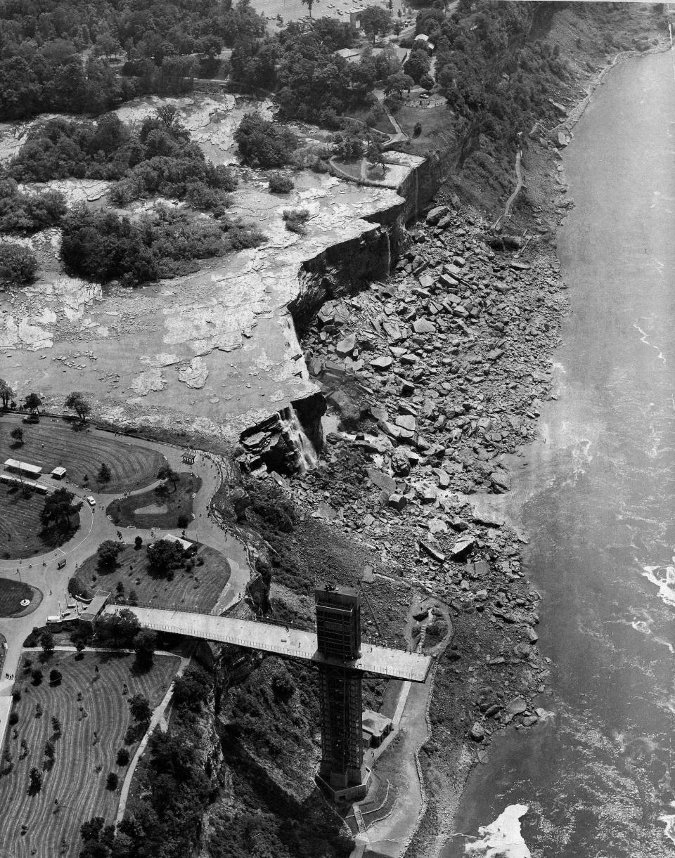 An aerial view of the American Falls from above on June 12, 1969.