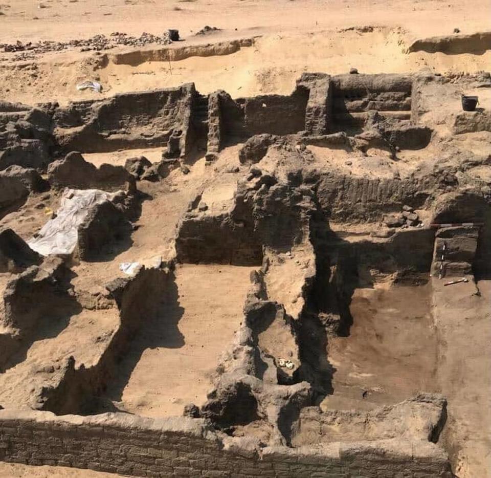 Remains of structures at the ancient cemetery.