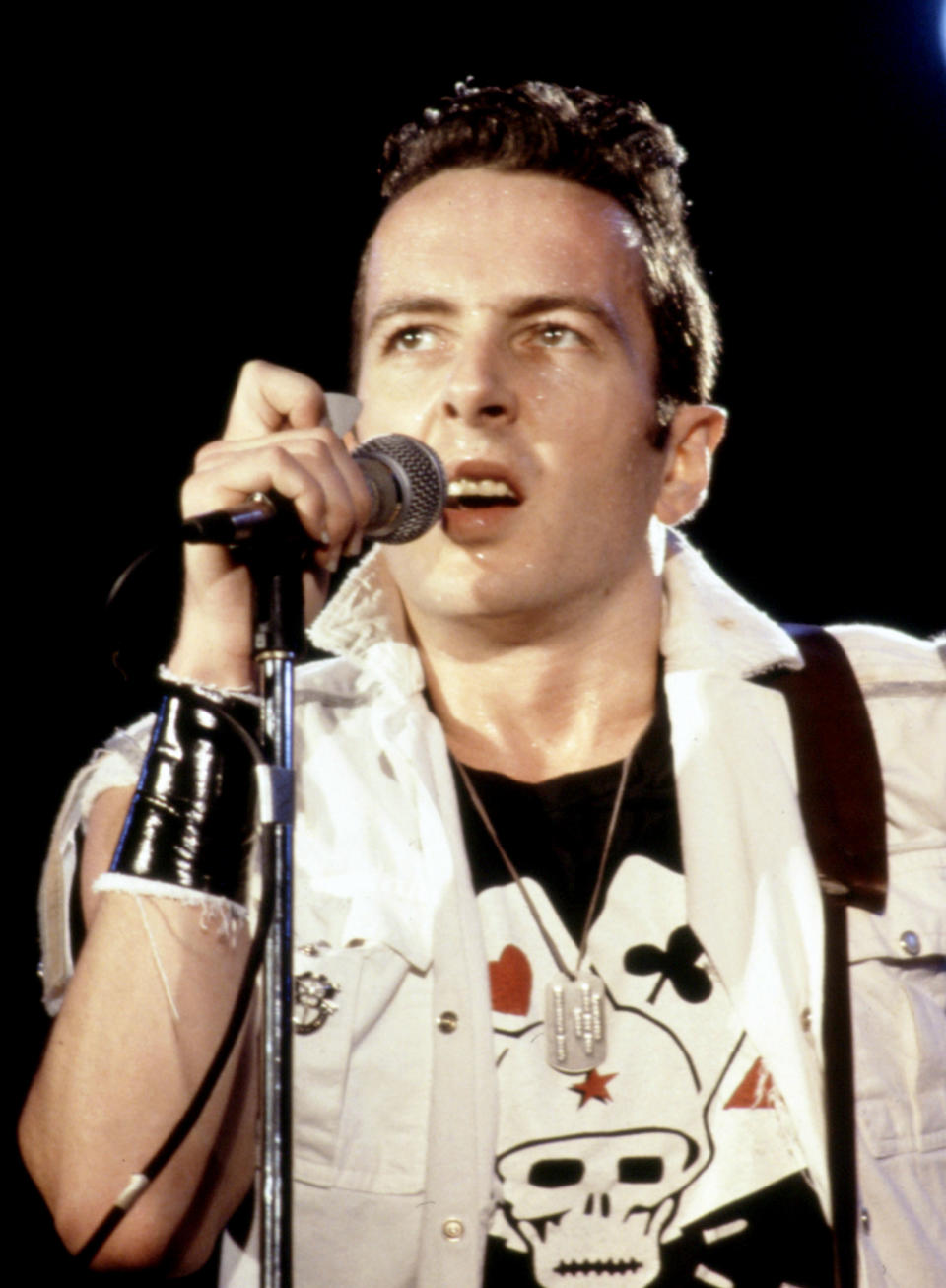 LOS ANGELES – JUNE 1983: The Clash perform in concert at the U.S. festival in June 1983 outside of Los Angeles. Joe Strummer (C) the lead singer, died of a heart attack in January, 2003. (Photo by Ann Summa/Getty Images)