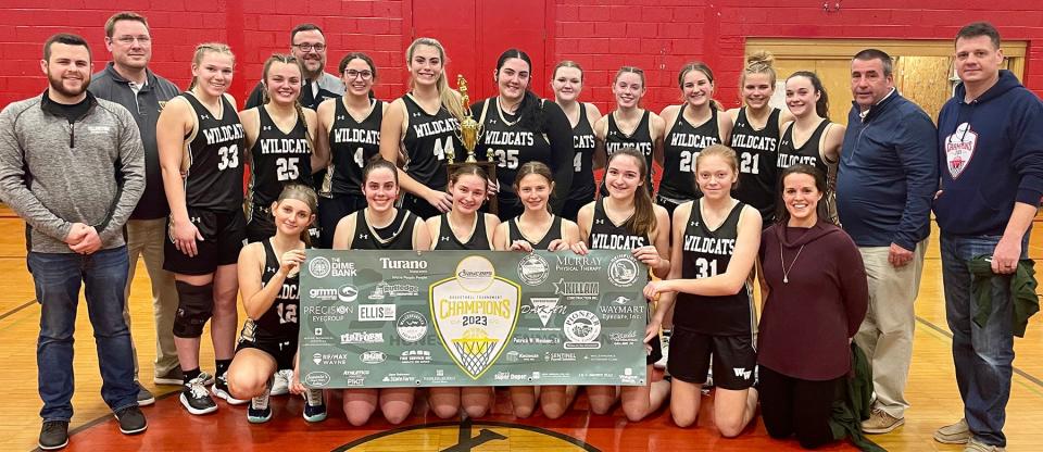 Western Wayne's girls varsity basketball team defeated Forest City and Wallenpaupack Area to win the 2023 Honesdale Area Jaycees Holiday Tournament championship.