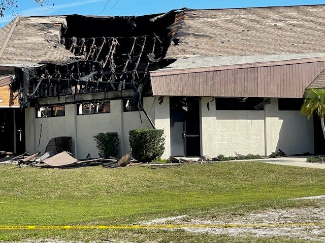 A blaze the evening of Tuesday, Feb. 13, 2024 at Villas Wesleyan Church, 8400 Beacon Blvd., in Fort Myers damaged a large portion of the roof.