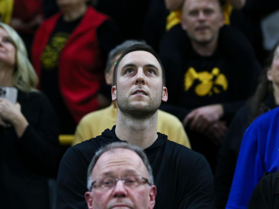 Connor McCaffery attending the Iowa women's basketball game against Michigan.