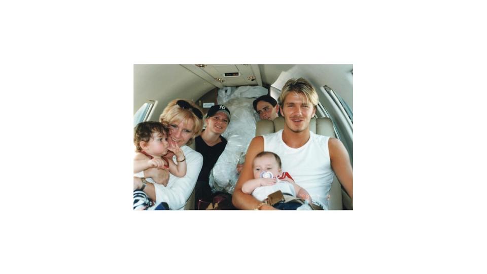 David Beckham and family in plane