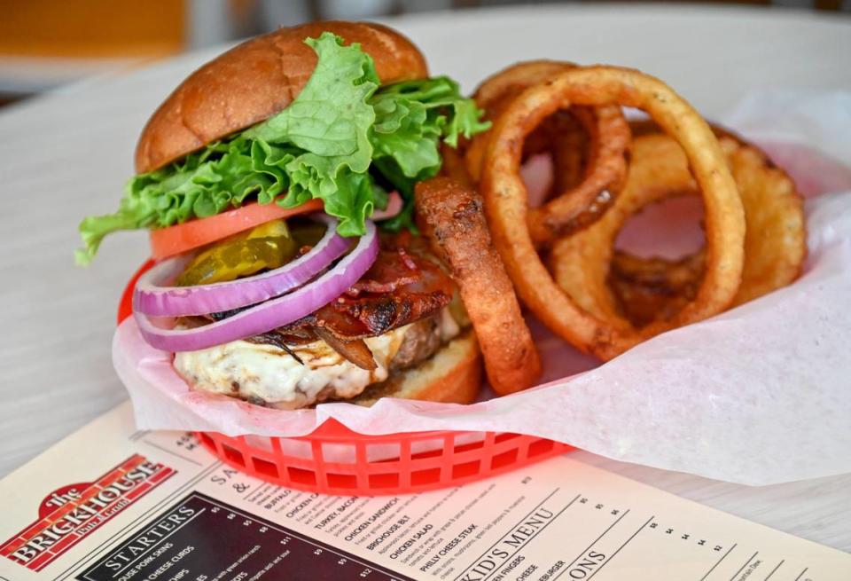 Wagyu burger and onion rings at The Brickhouse Pub & Grub at 458 Second St. in downtown Macon.