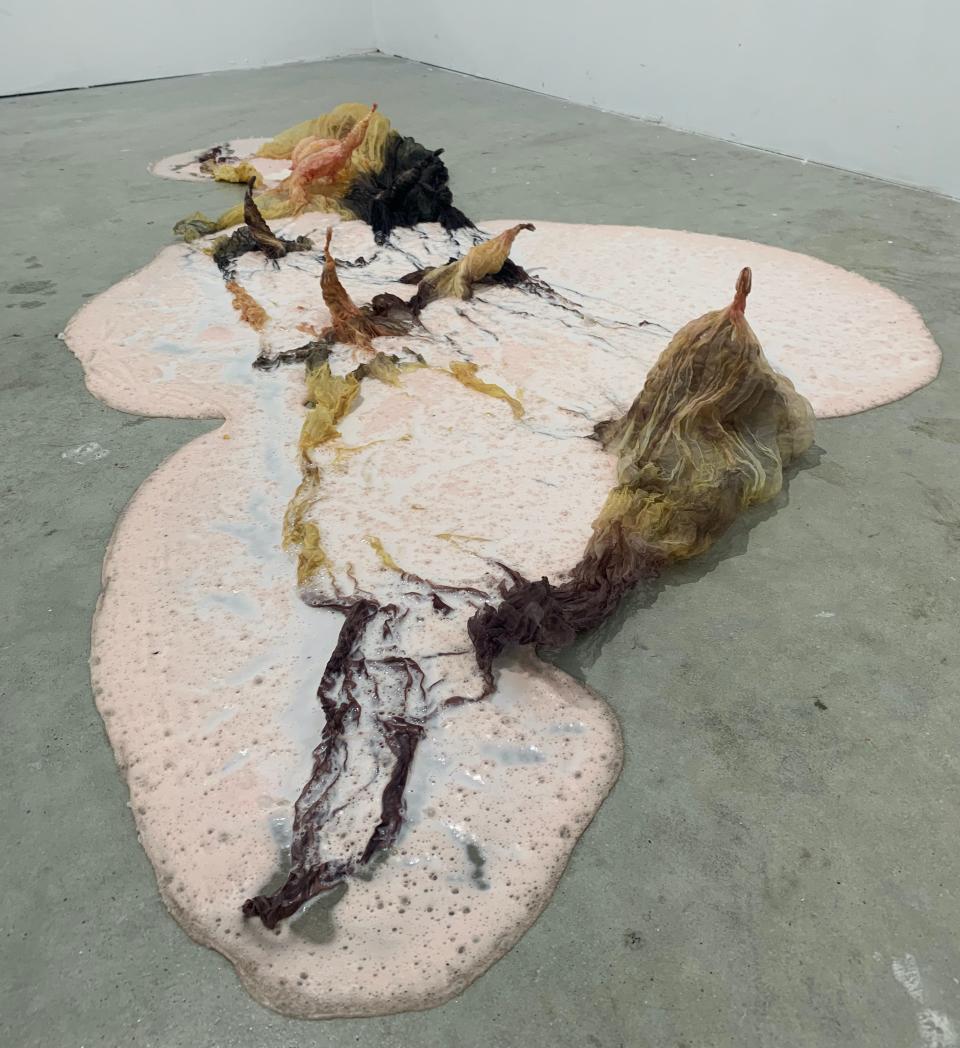 Emily Zarse's untitled (slime spill), mixed media, is part of the Spring 2022 MFA Thesis Exhibitions at Indiana University's Grunwald Gallery.